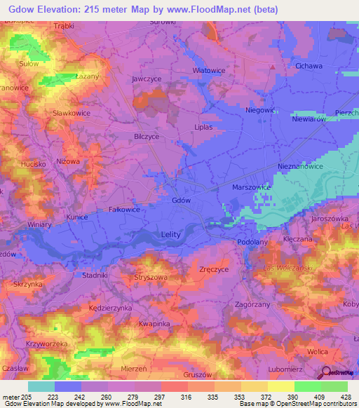 Gdow,Poland Elevation Map