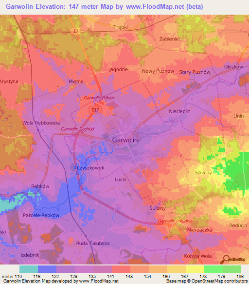 Garwolin,Poland Elevation Map