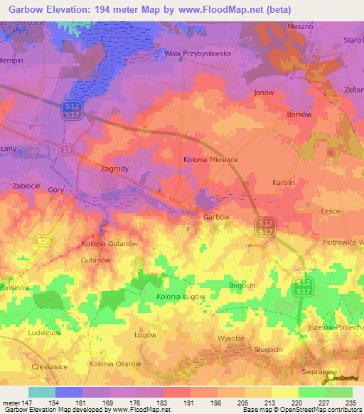 Garbow,Poland Elevation Map