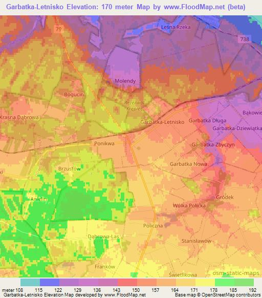 Garbatka-Letnisko,Poland Elevation Map