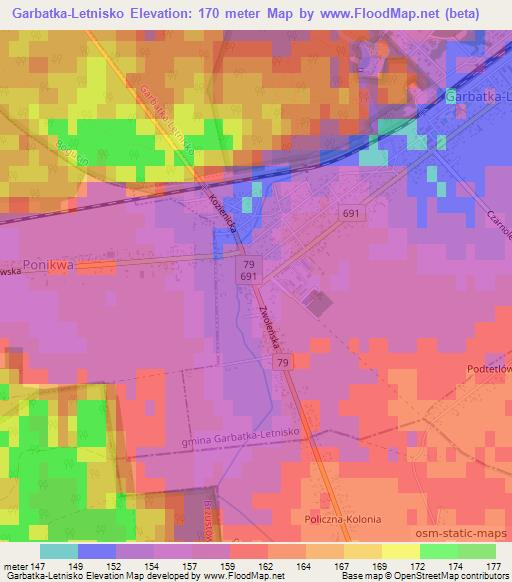 Garbatka-Letnisko,Poland Elevation Map