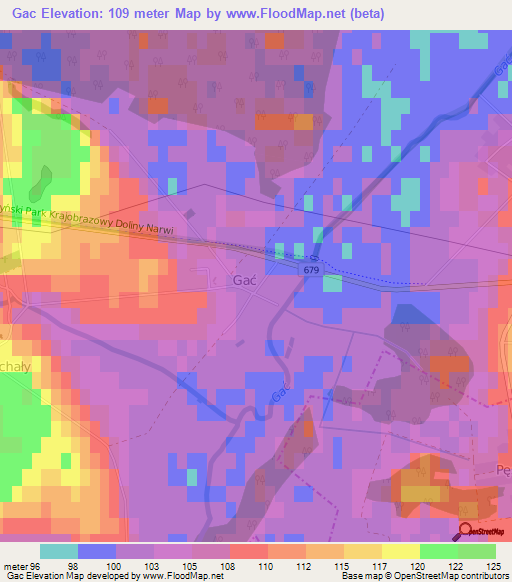 Gac,Poland Elevation Map