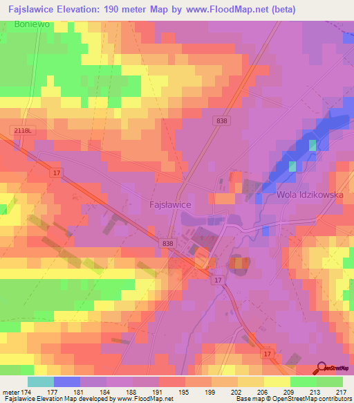 Fajslawice,Poland Elevation Map