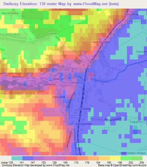 Dwikozy,Poland Elevation Map