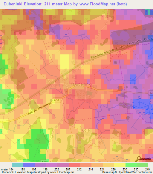 Dubeninki,Poland Elevation Map