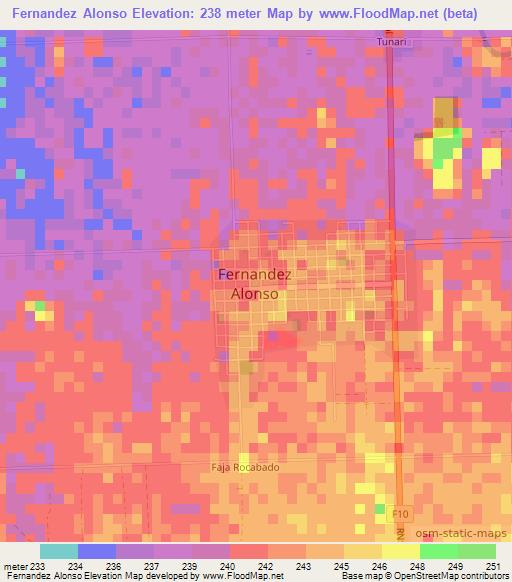 Fernandez Alonso,Bolivia Elevation Map