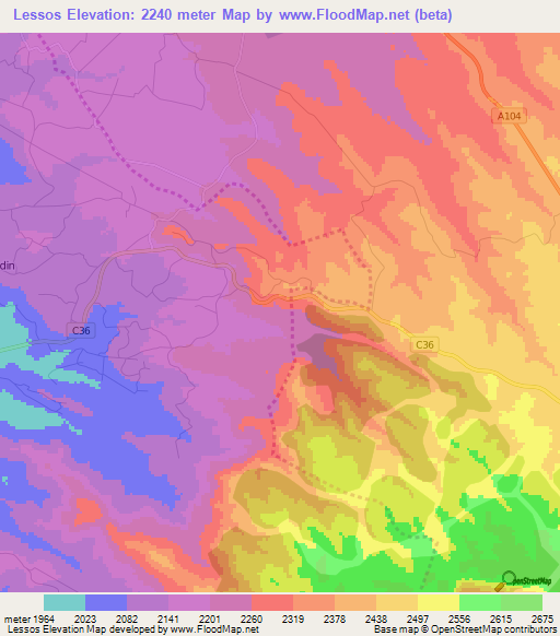 Lessos,Kenya Elevation Map
