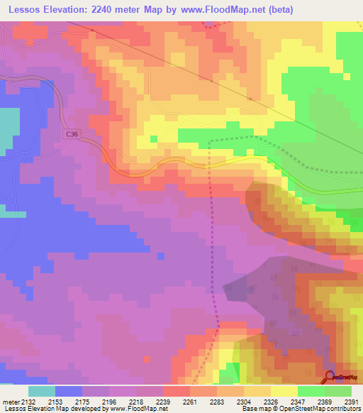 Lessos,Kenya Elevation Map