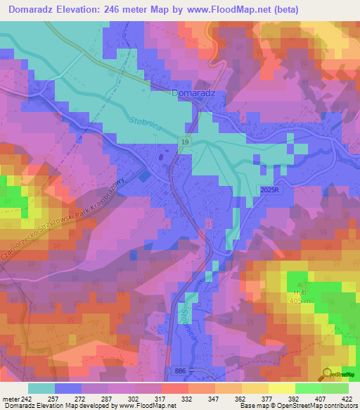 Domaradz,Poland Elevation Map