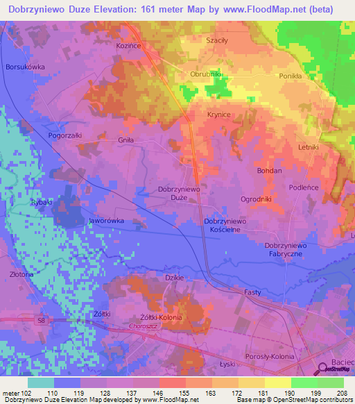 Dobrzyniewo Duze,Poland Elevation Map