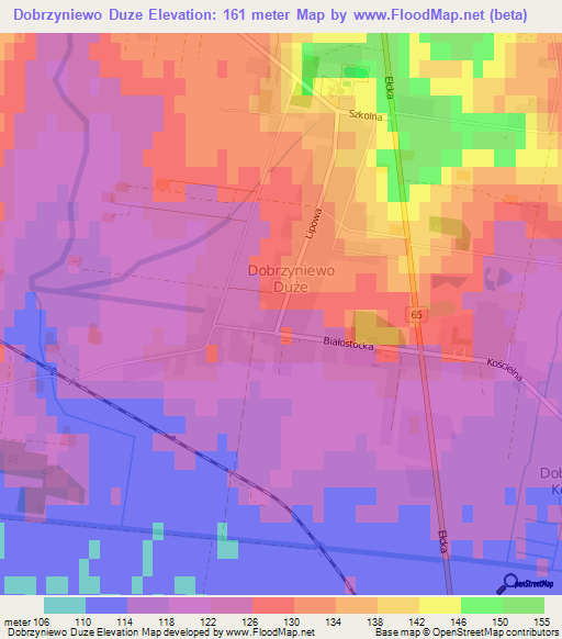Dobrzyniewo Duze,Poland Elevation Map