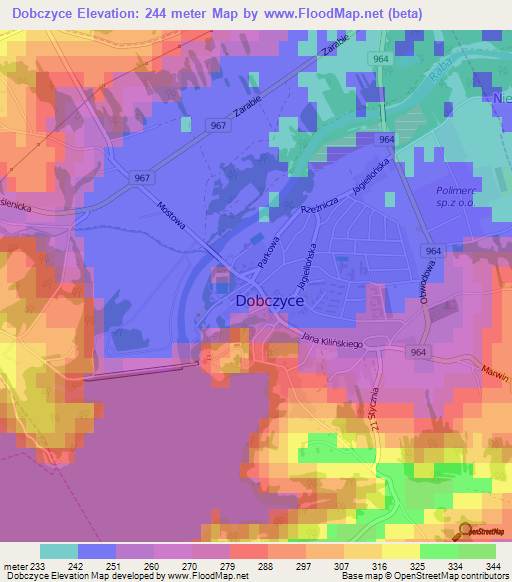 Dobczyce,Poland Elevation Map