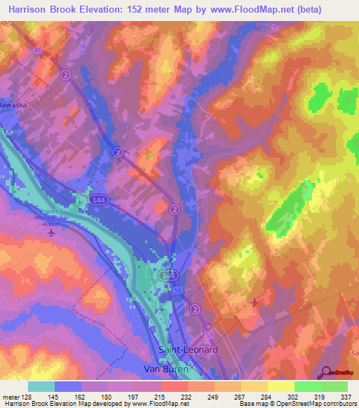 Harrison Brook,Canada Elevation Map