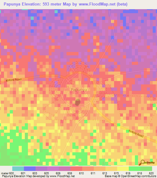 Papunya,Australia Elevation Map