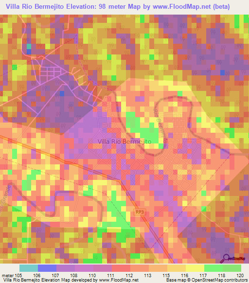 Villa Rio Bermejito,Argentina Elevation Map