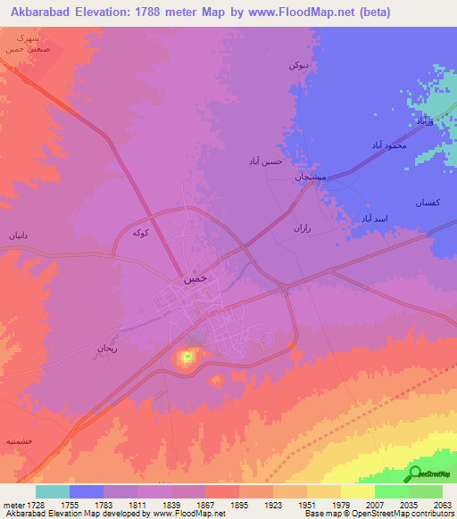 Akbarabad,Iran Elevation Map