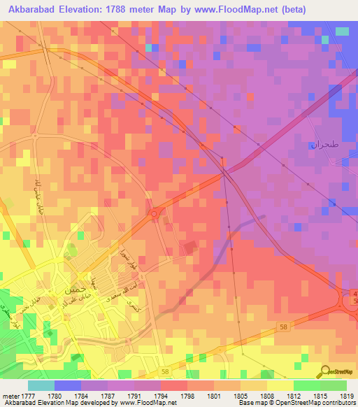 Akbarabad,Iran Elevation Map