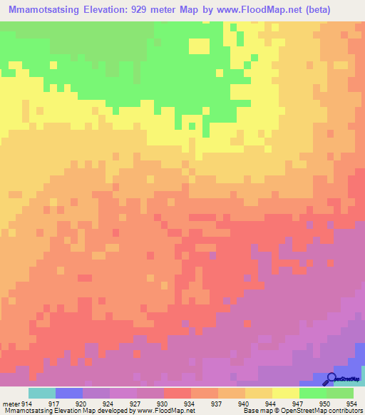 Mmamotsatsing,Botswana Elevation Map
