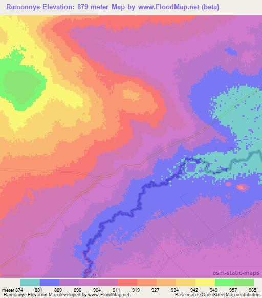 Ramonnye,Botswana Elevation Map