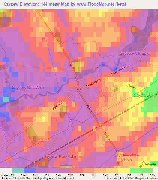 Czyzew,Poland Elevation Map