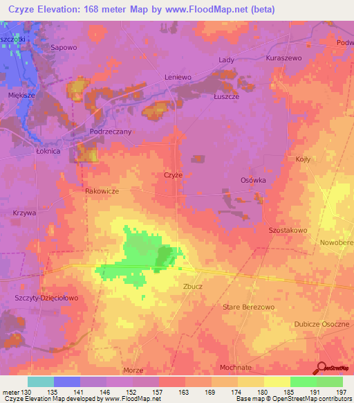 Czyze,Poland Elevation Map