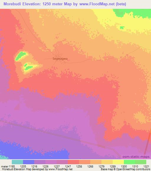 Morebudi,Botswana Elevation Map