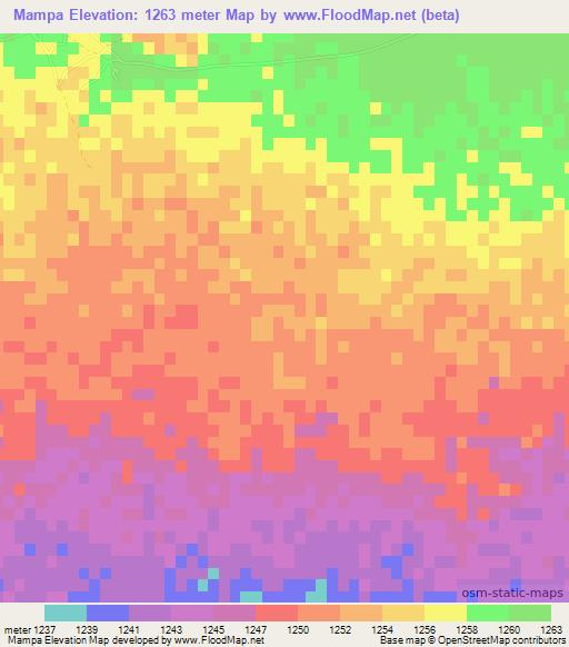 Mampa,Botswana Elevation Map