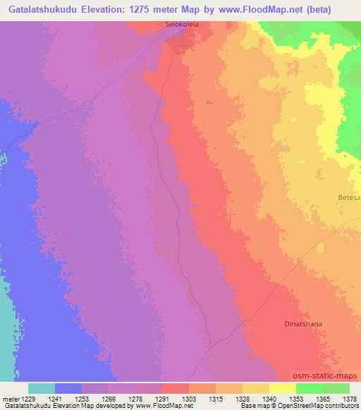 Gatalatshukudu,Botswana Elevation Map