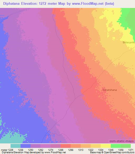 Diphatana,Botswana Elevation Map