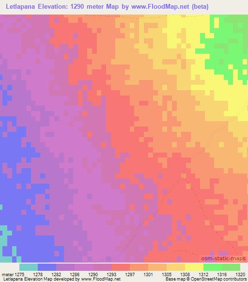 Letlapana,Botswana Elevation Map