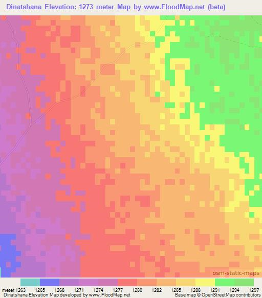 Dinatshana,Botswana Elevation Map