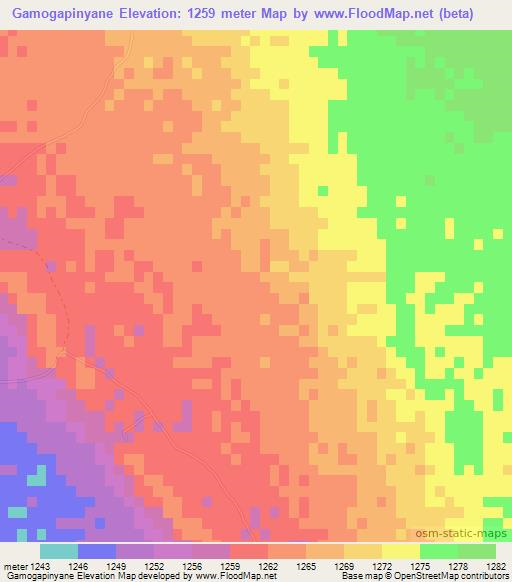 Gamogapinyane,Botswana Elevation Map