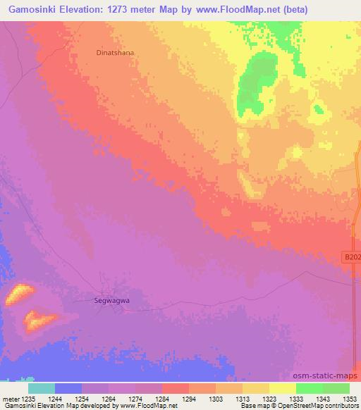 Gamosinki,Botswana Elevation Map