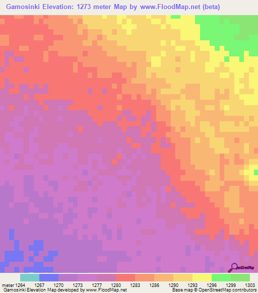 Gamosinki,Botswana Elevation Map