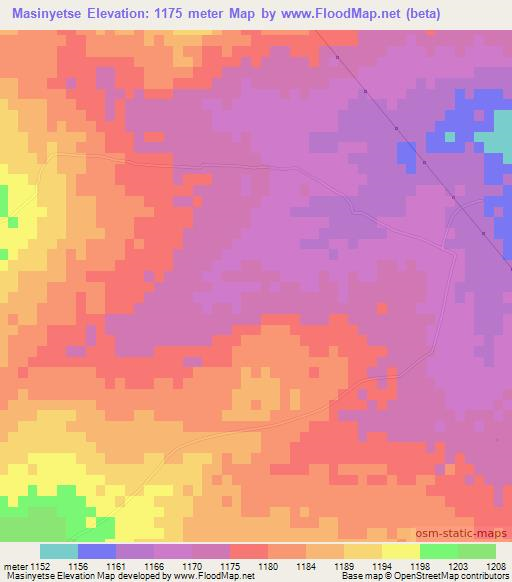 Masinyetse,Botswana Elevation Map