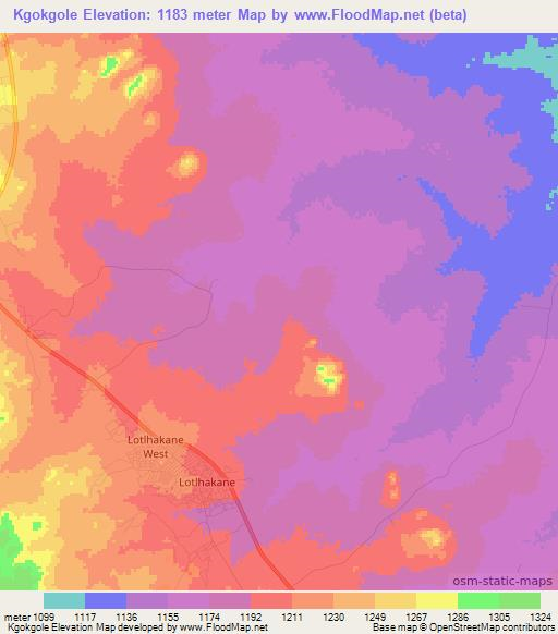 Kgokgole,Botswana Elevation Map