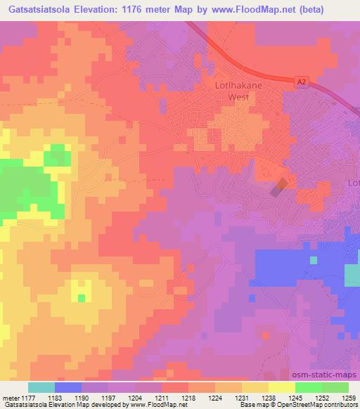 Gatsatsiatsola,Botswana Elevation Map