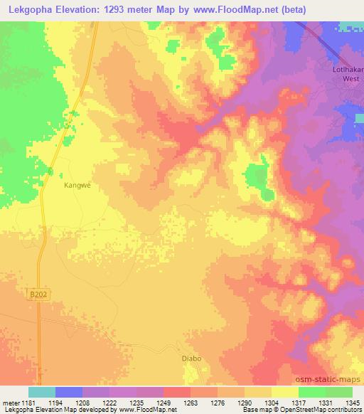 Lekgopha,Botswana Elevation Map