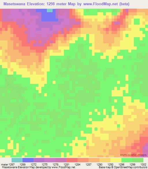 Masetswana,Botswana Elevation Map