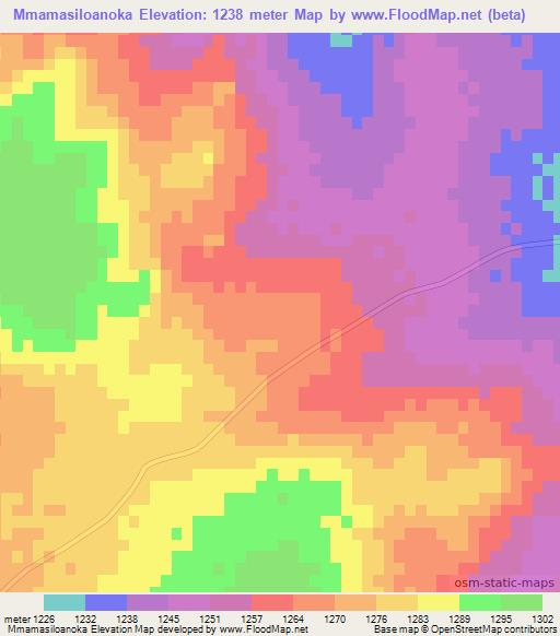 Mmamasiloanoka,Botswana Elevation Map