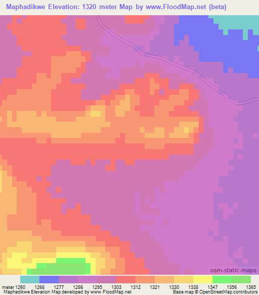 Maphadikwe,Botswana Elevation Map