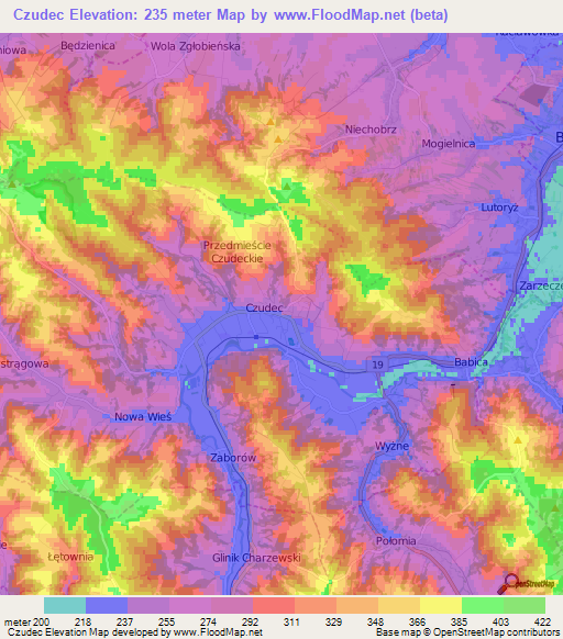 Czudec,Poland Elevation Map