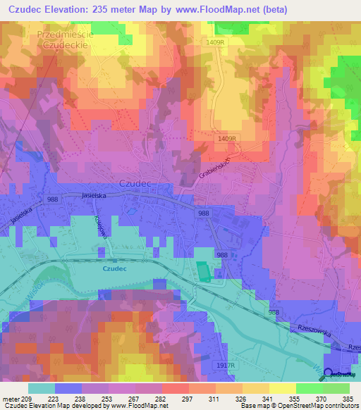 Czudec,Poland Elevation Map