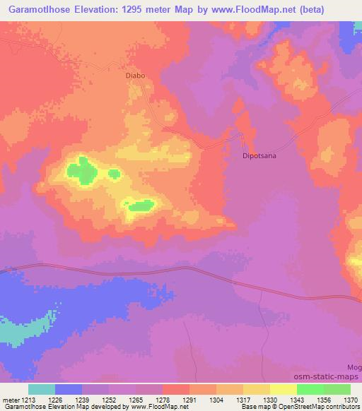 Garamotlhose,Botswana Elevation Map