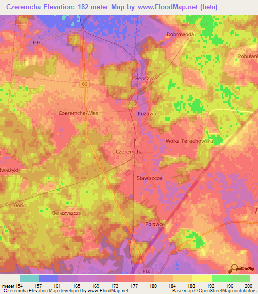 Czeremcha,Poland Elevation Map
