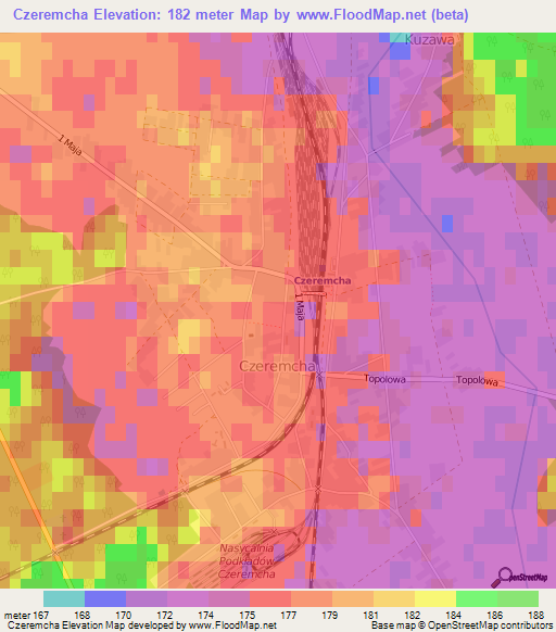 Czeremcha,Poland Elevation Map