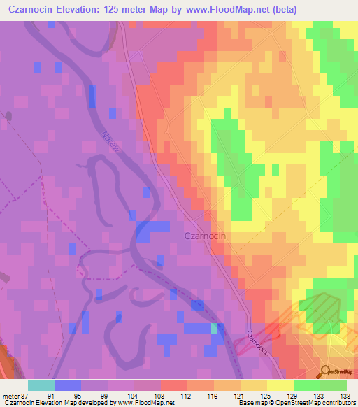 Czarnocin,Poland Elevation Map