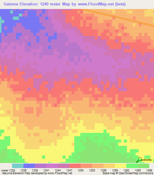 Gatuma,Botswana Elevation Map