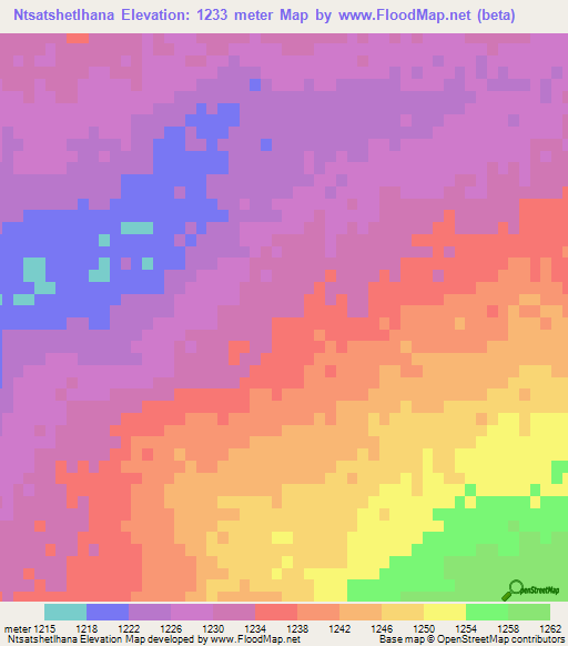 Ntsatshetlhana,Botswana Elevation Map
