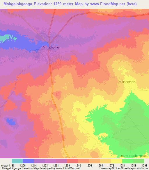 Mokgalokgaoga,Botswana Elevation Map